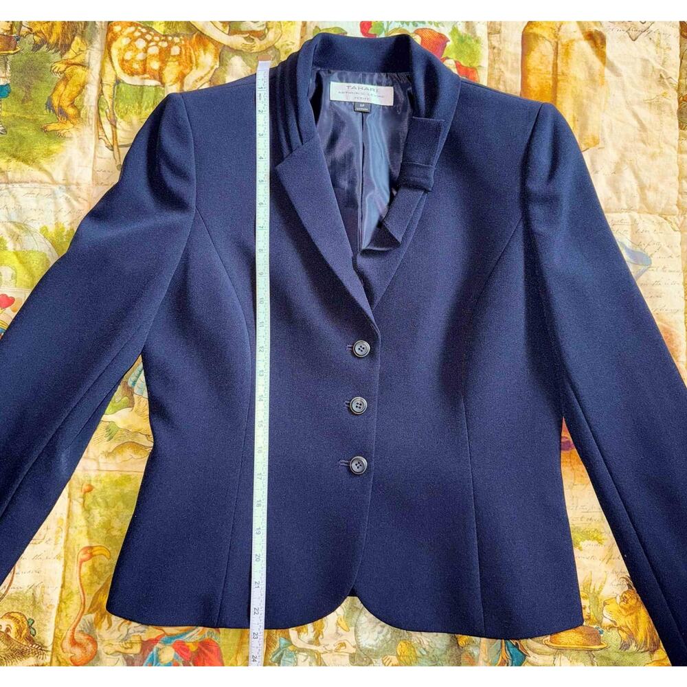 Tahari Arthur S. Levine Petite 8P Blazer Skirt Suit Navy Blue 2PC w/ Tag - Picture 14 of 16
